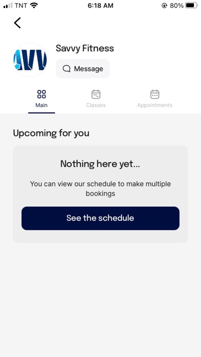 Savvy Fitness App Screenshot