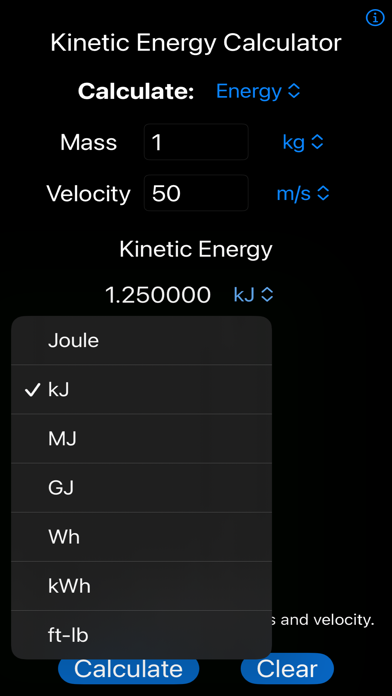 Screenshot #3 pour Kinetic Energy Calculator