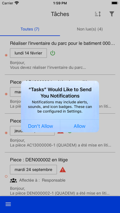 Screenshot #1 pour Cegid Tâches et Notifications
