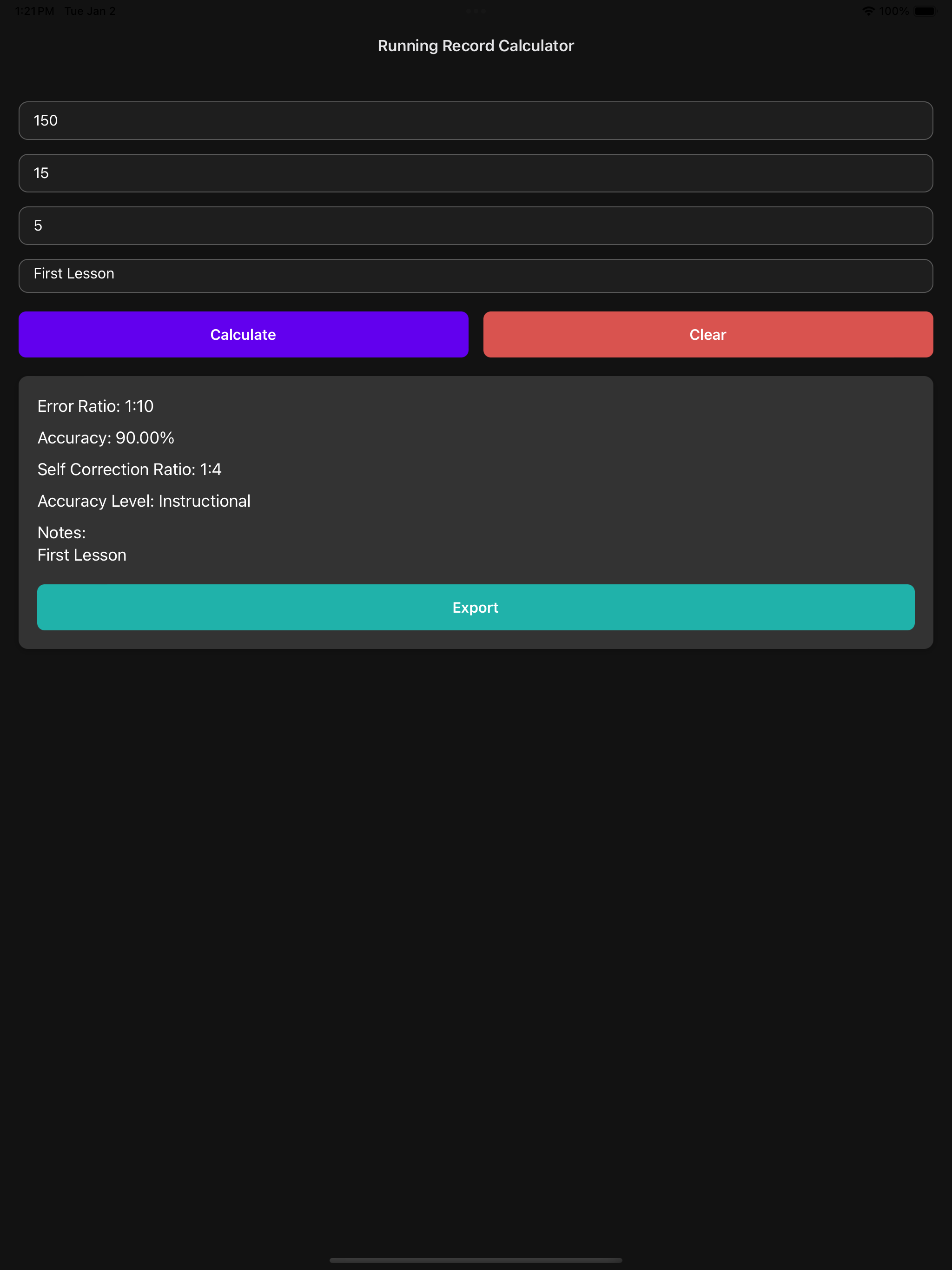 RunRecord Calc