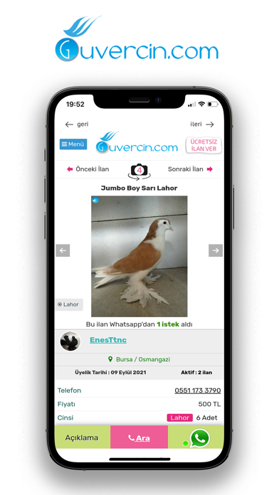 GUVERCiN.COM Güvercin İlanları Screenshot