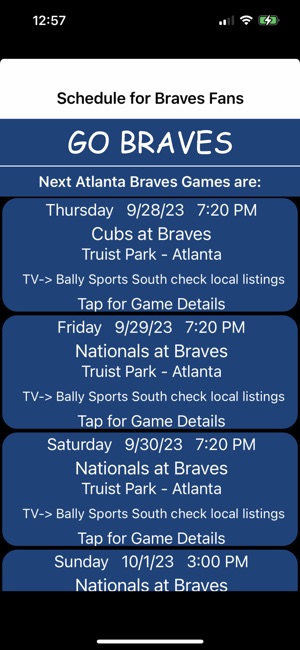 Schedule for Braves fans on the App Store