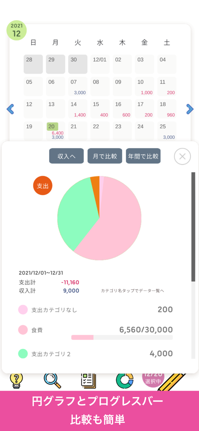 かけいぼ-シンプル簡単毎日の家計簿カレンダー