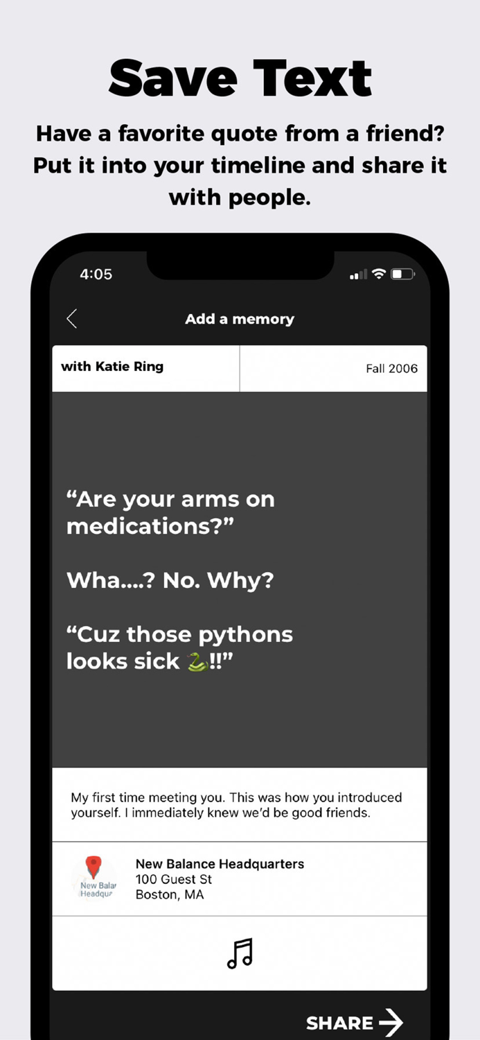 Facet share memories