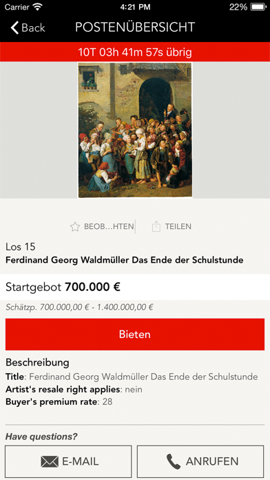 Kinsky Auctions Screenshot
