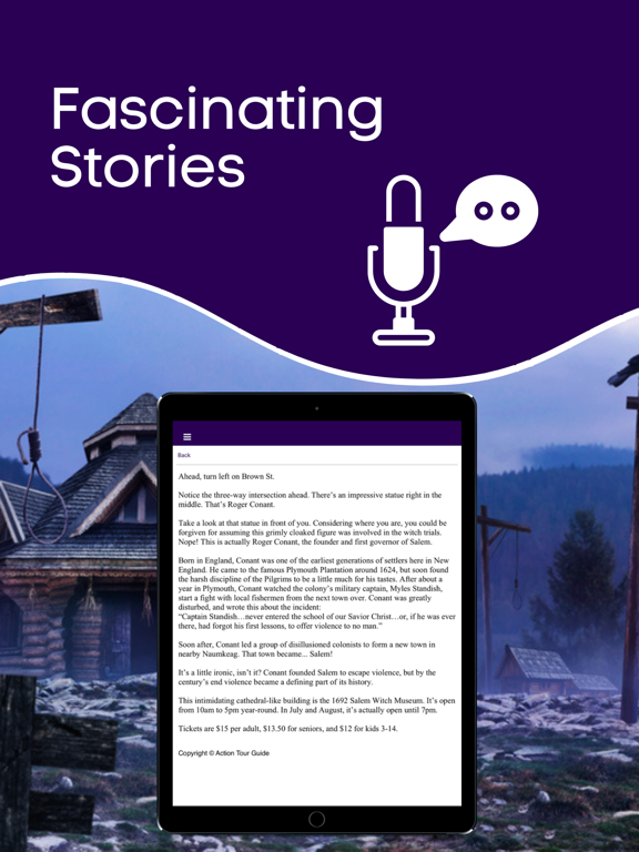 Salem Witch Trials Audio Guide iPad screenshot 5 - Travel app