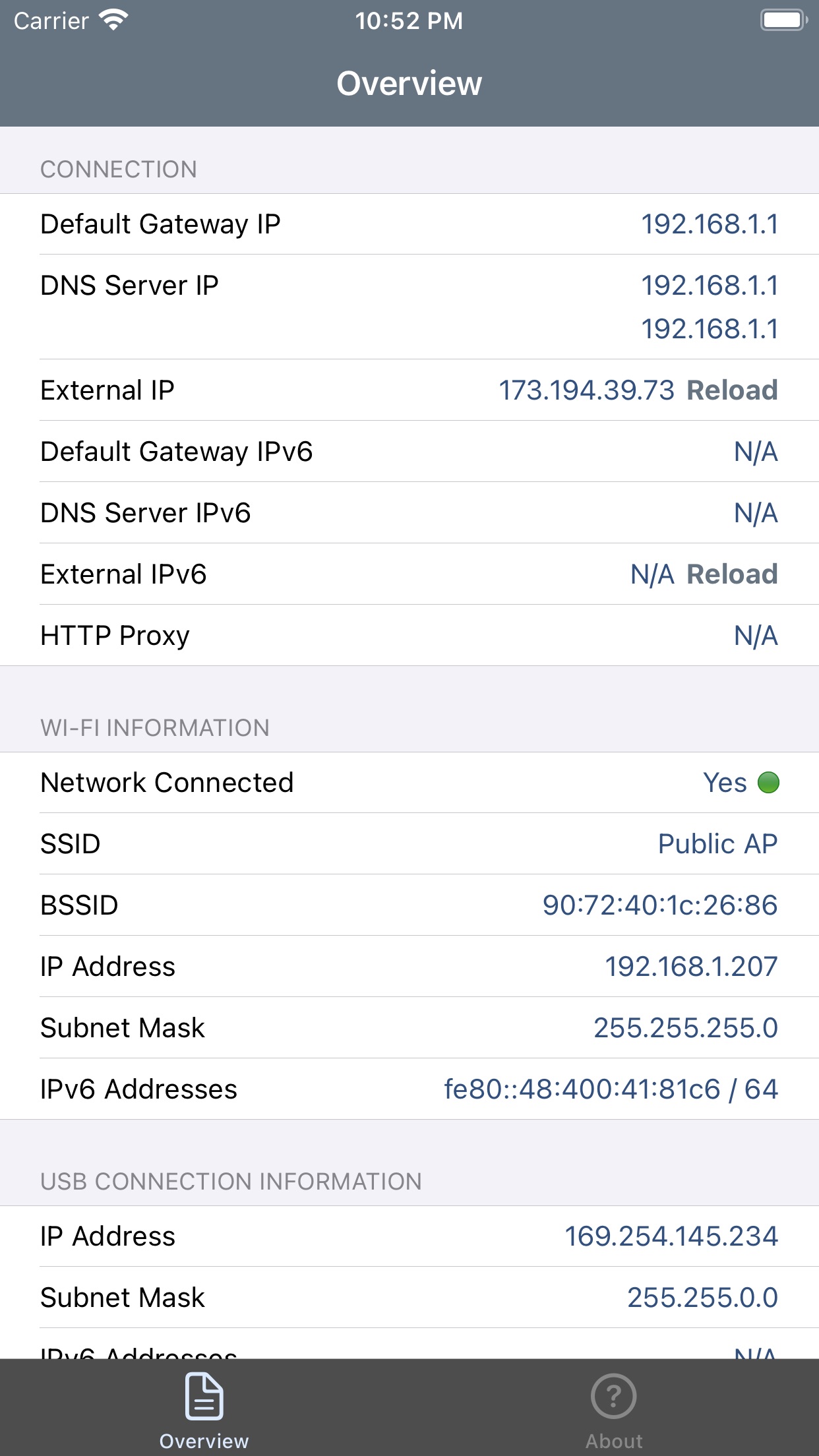 Screenshot do app System Status: hw monitor