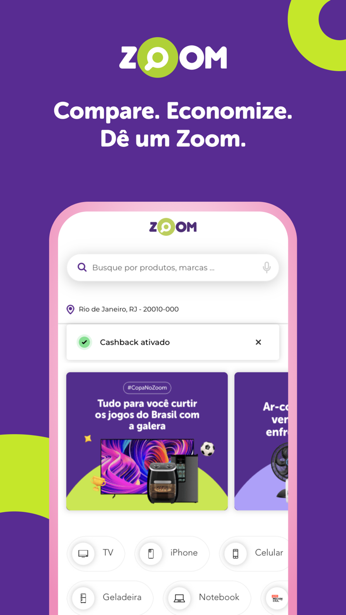 Zoom Cashback e Menor Preço