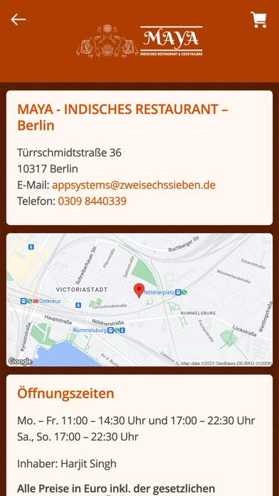 Maya - Indisches Rest. Berlin Screenshot