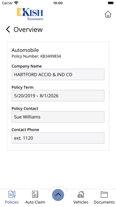 Kish Insurance Customer Care Screenshot