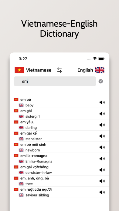 Vietnamese/English Dictionary Screenshot