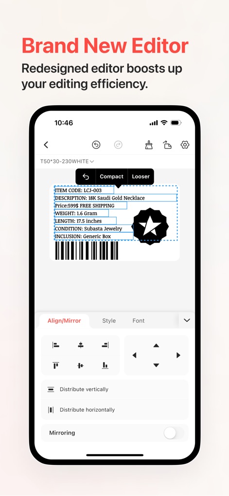 NIIMBOT - Experience the brand new editor that boosts efficiency with its redesigned interface, offering precise alignment tools and diverse font choices for custom labels.