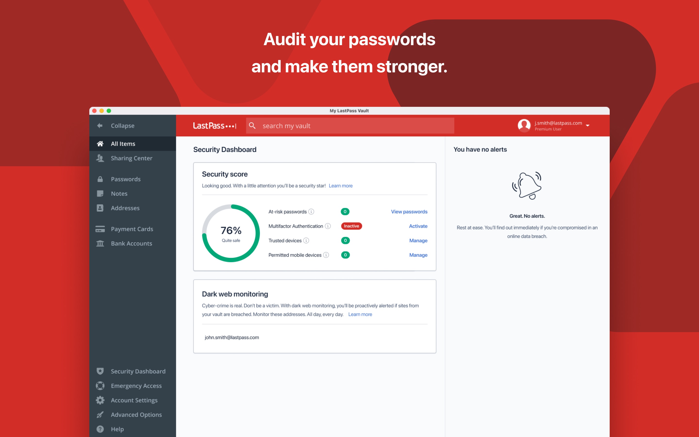 Screenshot do app LastPass Password Manager