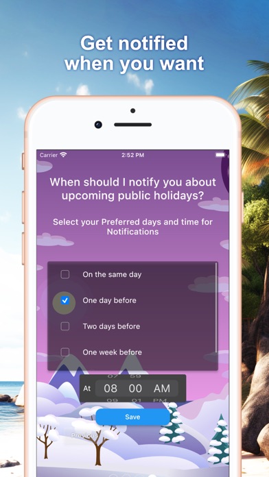 Public holidays calendar Screenshot