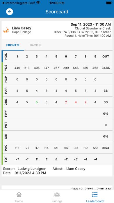 Junior College Golf Screenshot