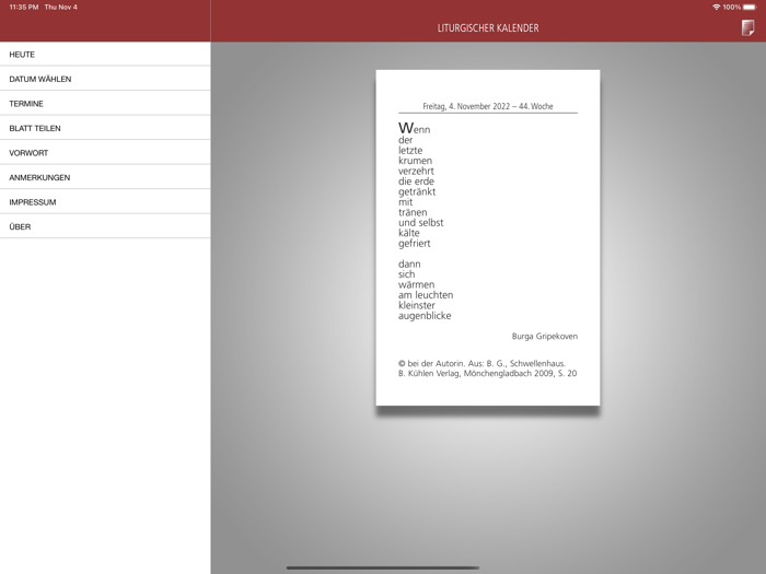 Liturgischer Kalender 2022