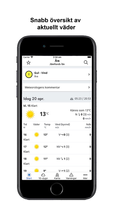 SMHI Väder Screenshot