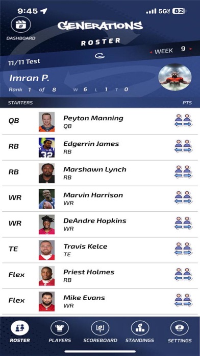 Generations Fantasy Football Screenshot