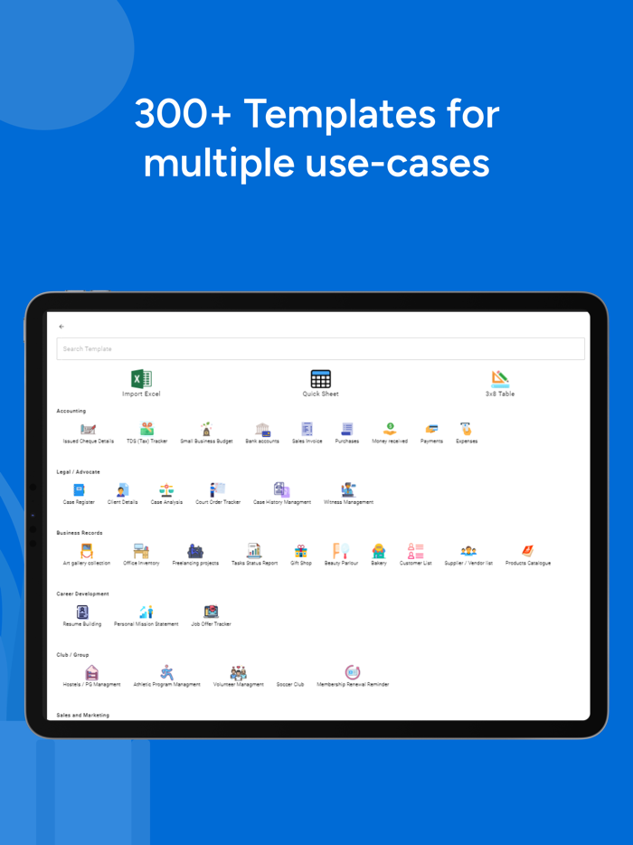 Table Notes - Mobile Excel
