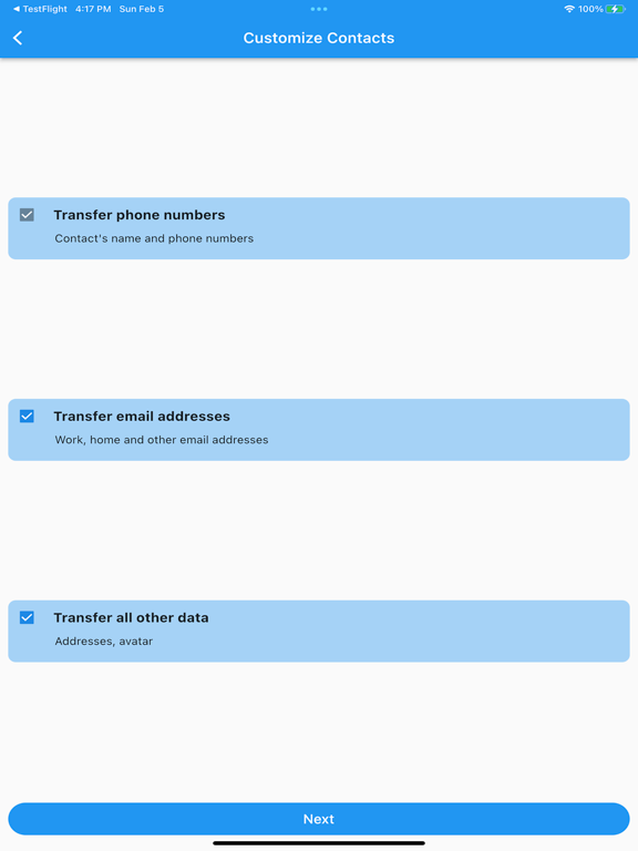 Contact Transfer App iPad screenshot 2 - Utilities app