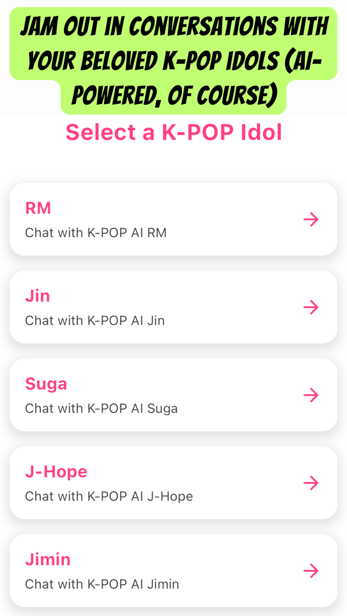 Chat with AI Kpop Idols