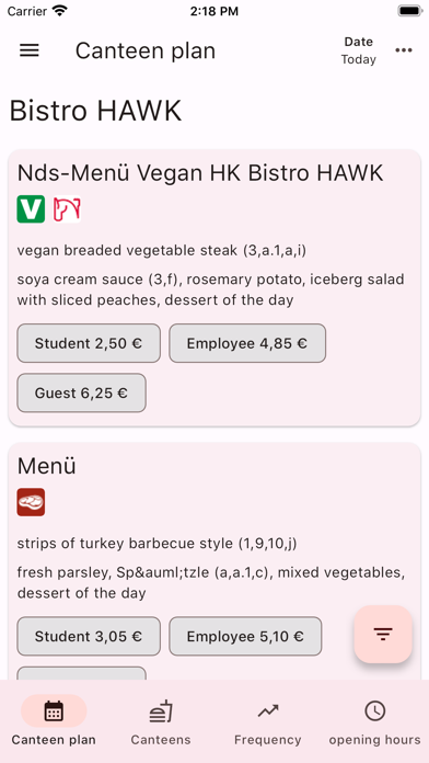 Mensa Speiseplan Göttingen Screenshot