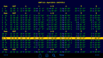 iPhemeris Astrology Ephemeris Screenshot