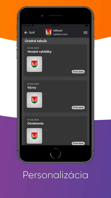 Obec Milhosť Screenshot