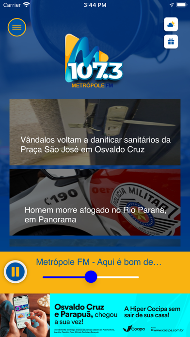 Metrópole 107.3 FM Screenshot 1 - AppWisp.com Metrópole 107.3 FM Screenshot 1 - AppWisp.com