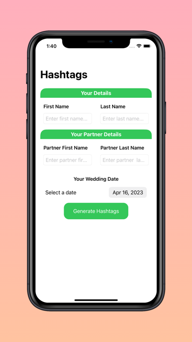 Wedding Hashtag Generator Screenshot