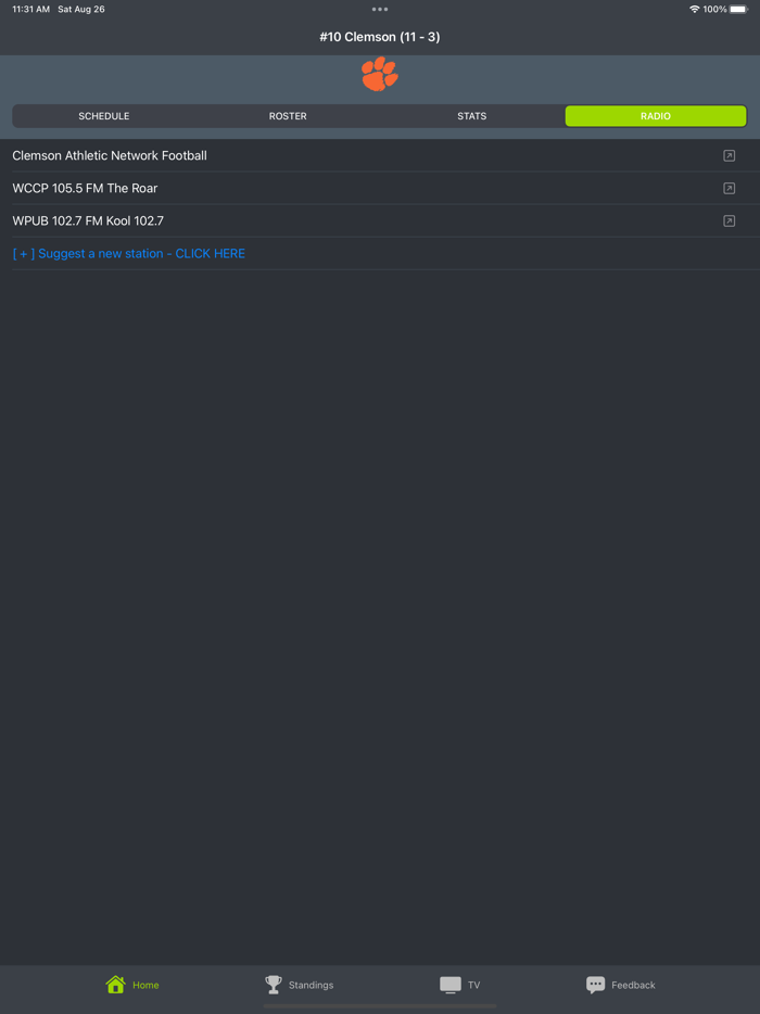Clemson Football Schedules