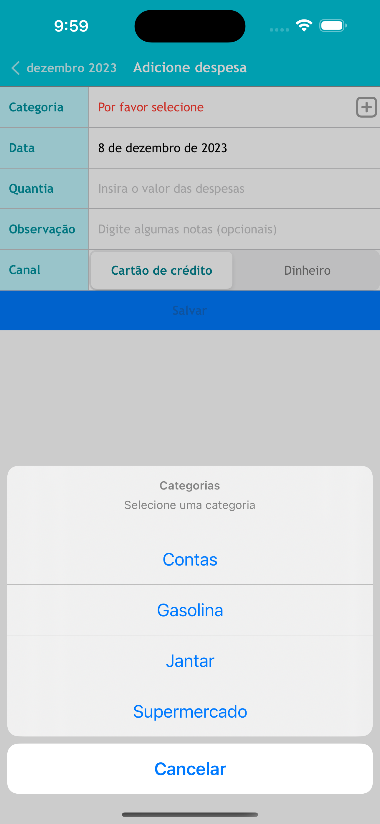 Acompanhamento de despesas