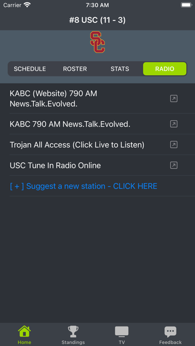 USC Football Schedules Screenshot