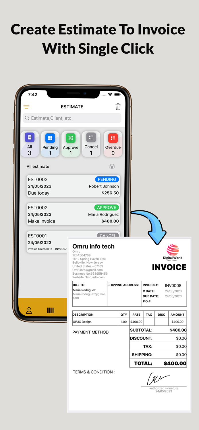 Estimate and Invoice Maker App