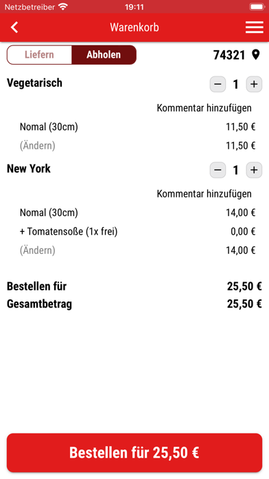 Amore Pizza Service Screenshot
