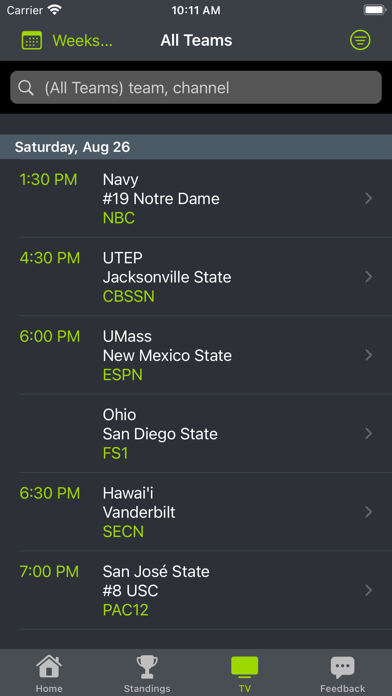 Iowa Football Schedules Screenshot