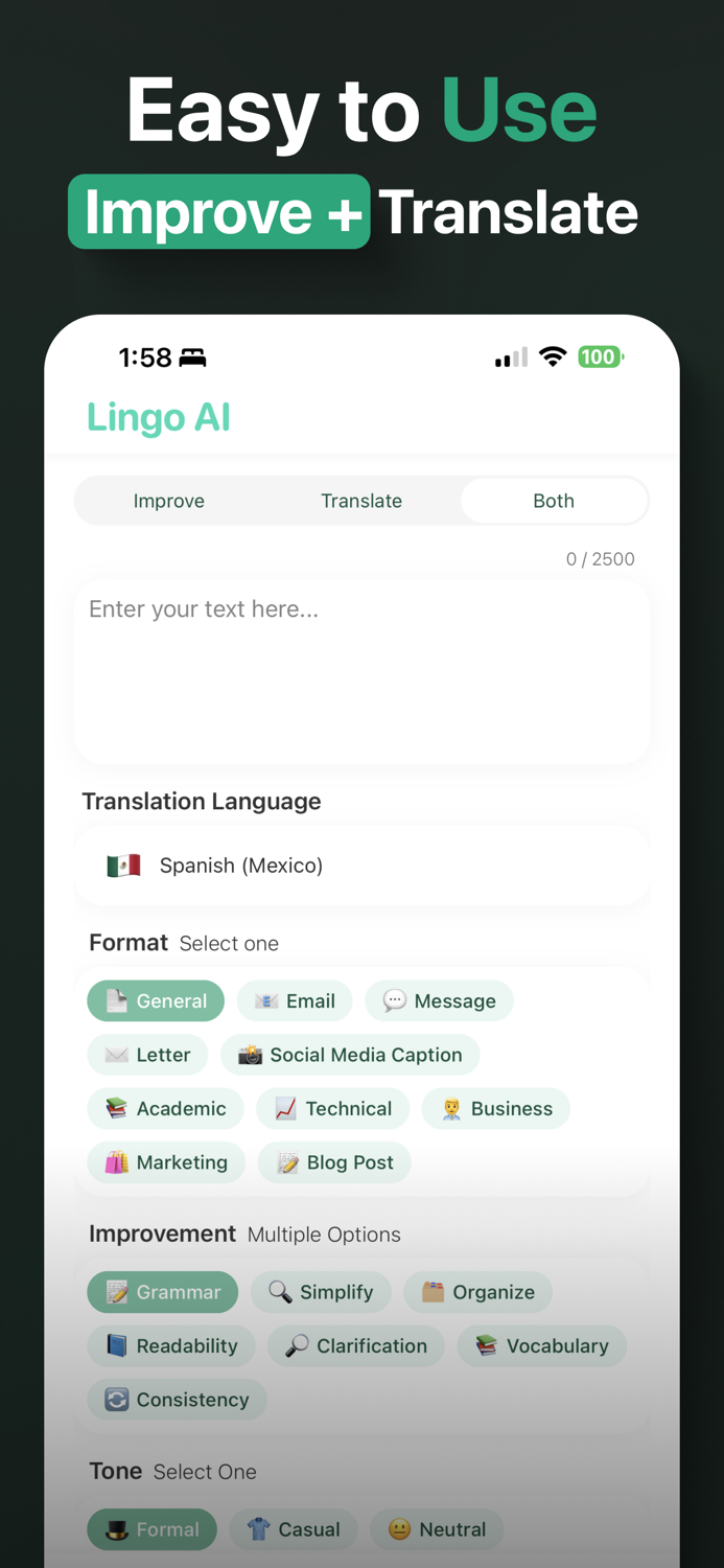 Lingo AI Improve and Translate