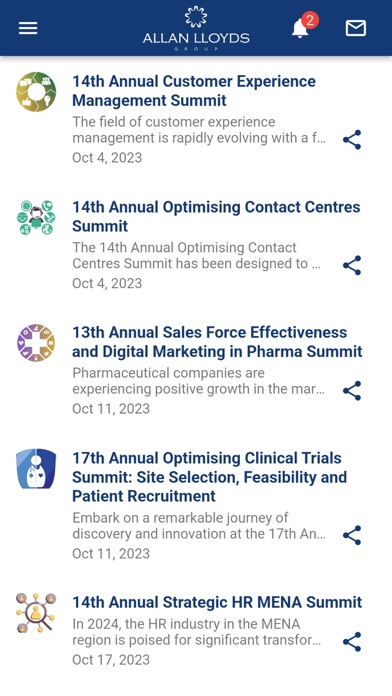 Allan Lloyds Conferences Screenshot