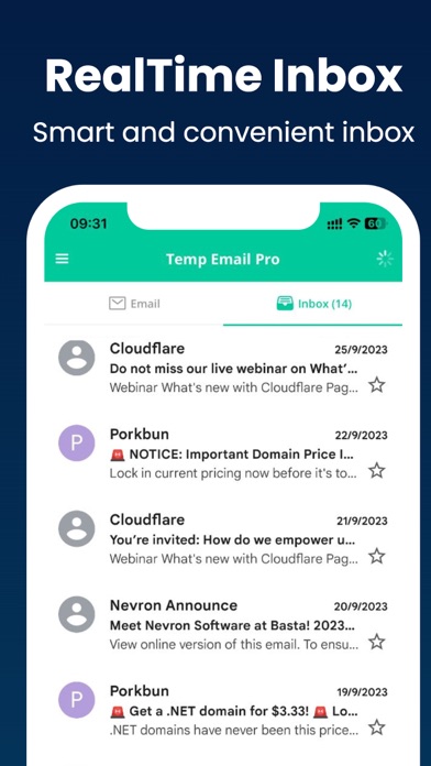 Temp Mail Pro - Multiple Email Screenshot