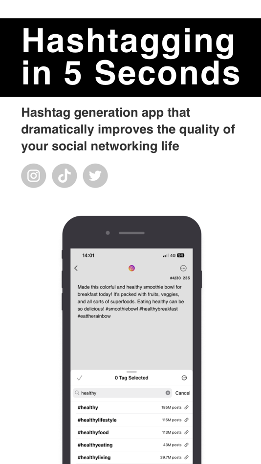 #1. hashtagrab - hashtag generator (iOS) Door: Yosuke Tsubouchi