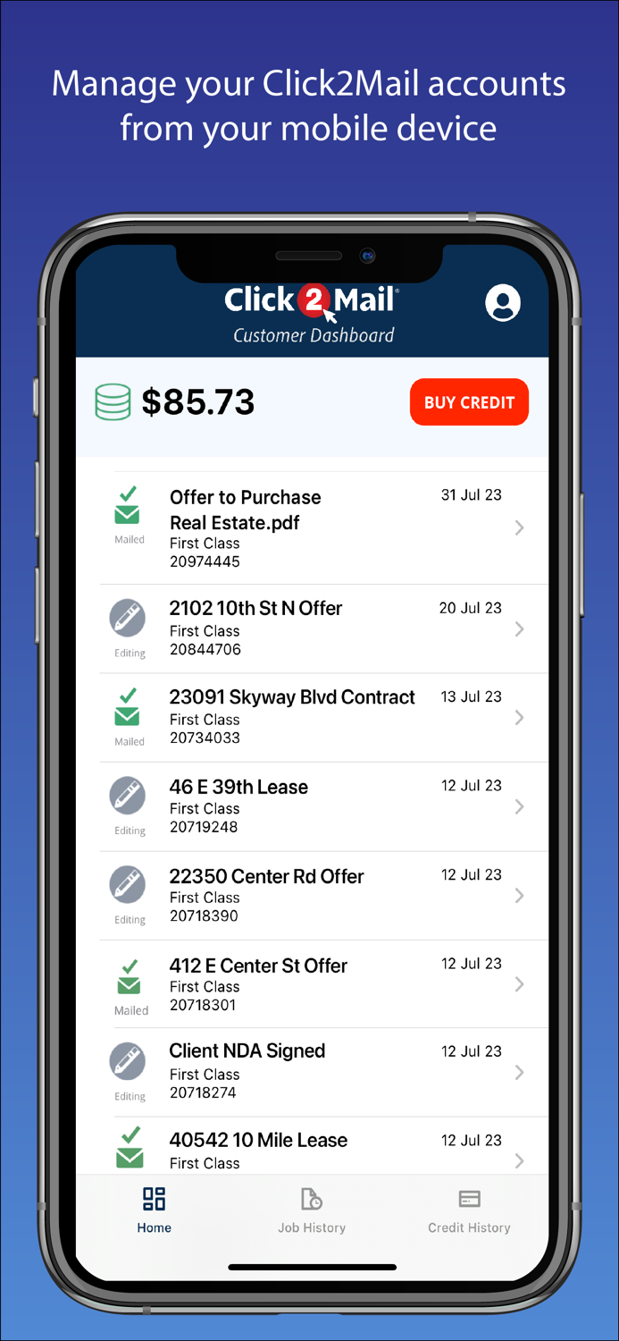 Click2Mail Dashboard