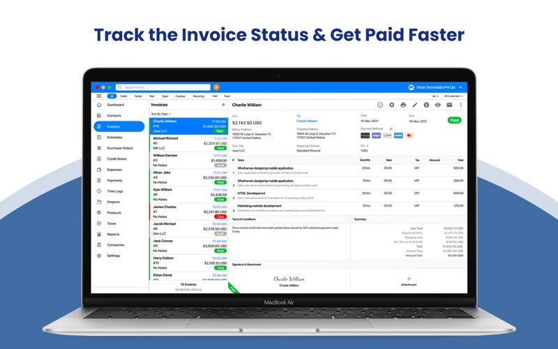 Screenshot #3 pour Bill Manager by Moon Invoice