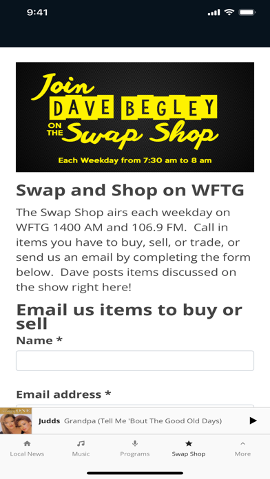 WFTG 1400 AM and 106.9 FM Screenshot