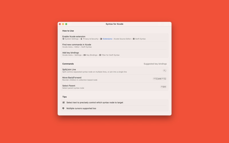 Syntax for Xcode app screenshot