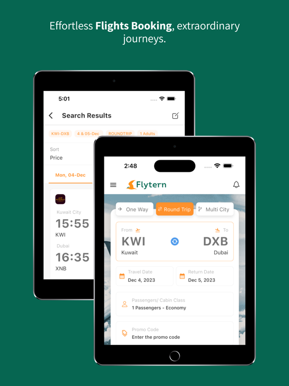 Flytern - Flights & Hotels iPad screenshot 2 - Travel app
