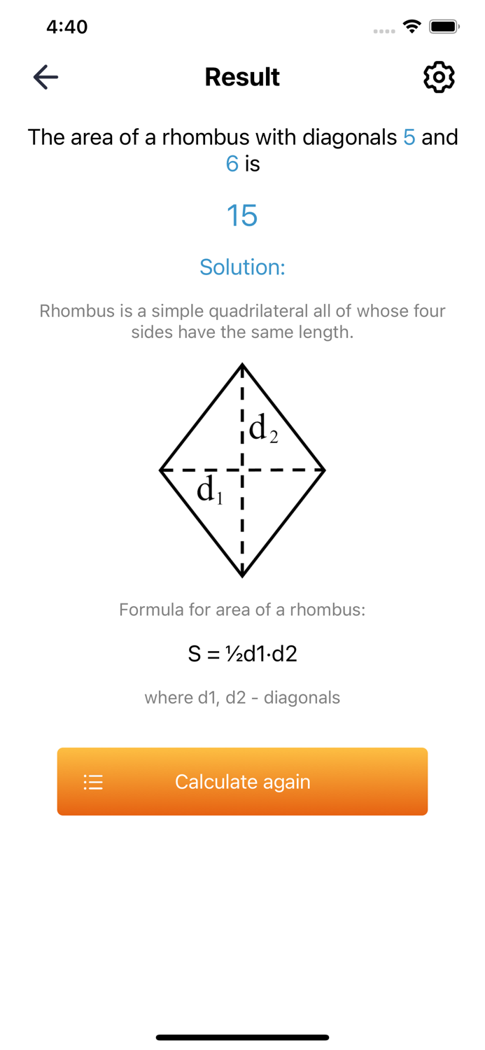 Area of a rhombus