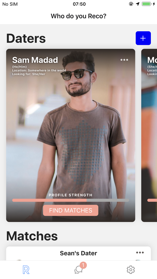#2. Reco: a matchmaking app (iOS) Podle: HEL CORP