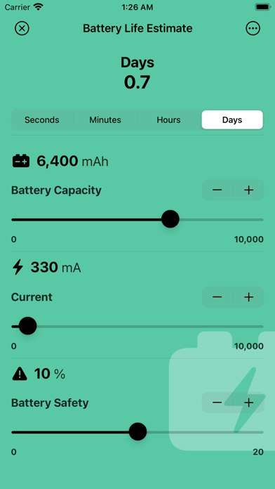 Battery Life Estimate Screenshot