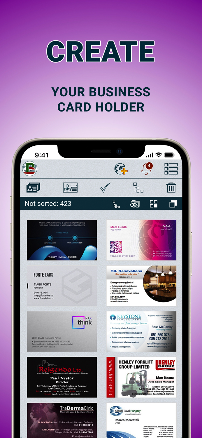 MyBP business cards organizer