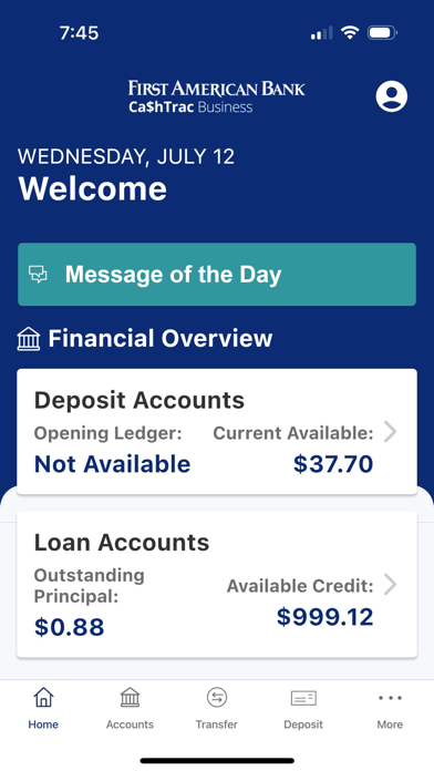 First American Bank CashTrac Screenshot